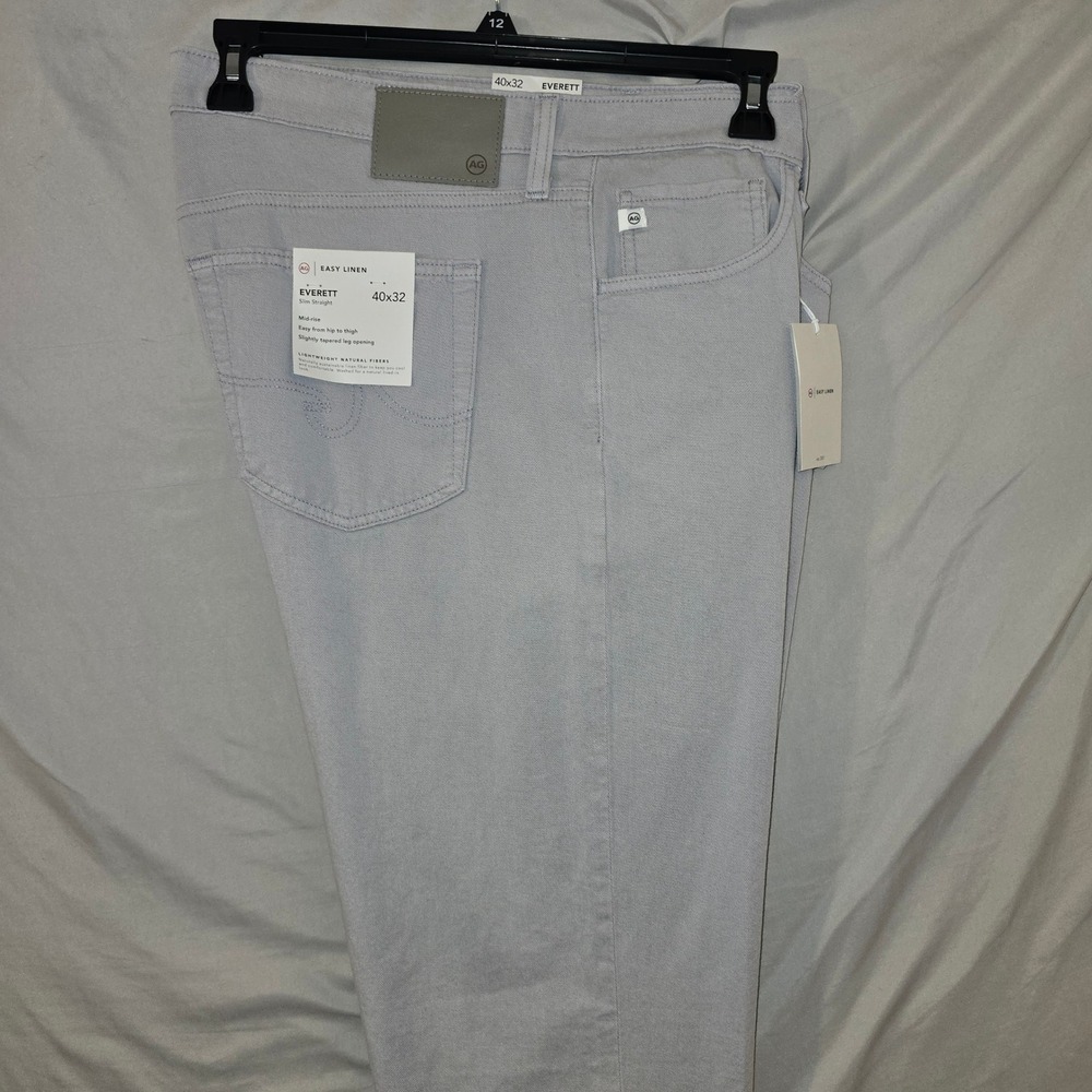 AG Everett Slim Straight 40x32 Mens Grey Easy Linen Cotton Lyocell Blend Pants